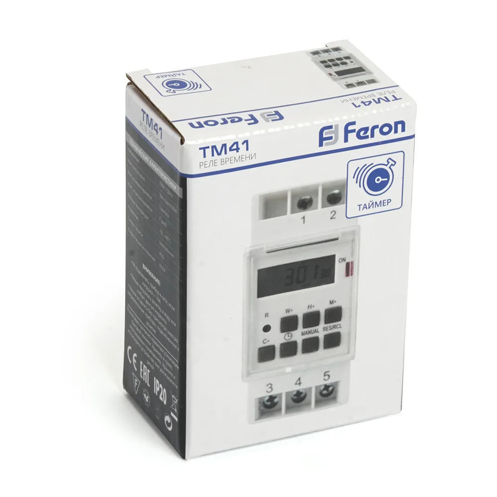 FERON Таймер реле времени TM41 мощность 3500W/16A 23248 FERON Таймер реле времени TM41 мощность 3500W/16A 23248