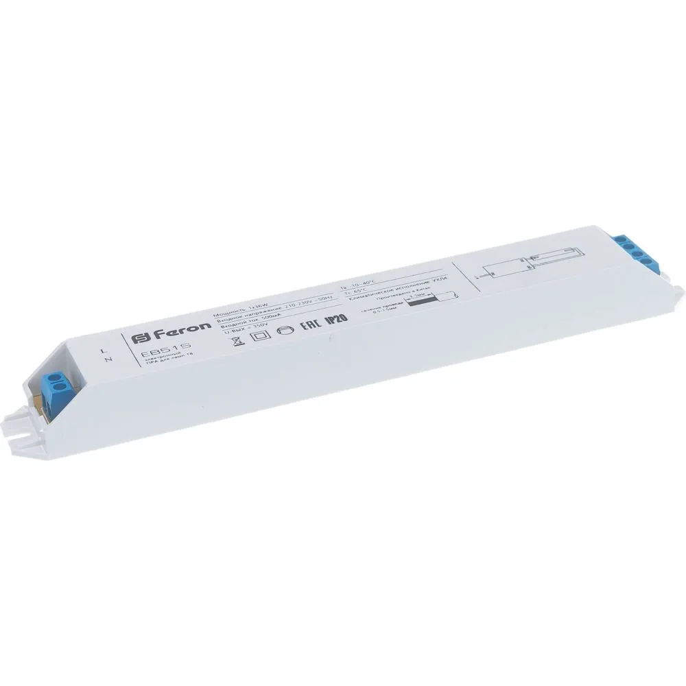 FERON Аппарат пускорегулирующий электронный (балласт), 1*36W T8/G13 230V, EB51S FERON Аппарат пускорегулирующий электронный (балласт), 1*36W T8/G13 230V, EB51S