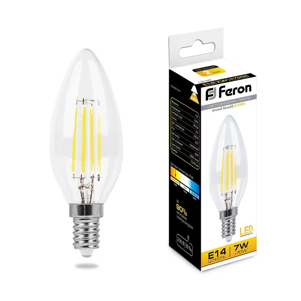 FERON Лампа светодиодная LB-66 Свеча E14 7W 230V 2700K 25726 FERON Лампа светодиодная LB-66 Свеча E14 7W 230V 2700K 25726
