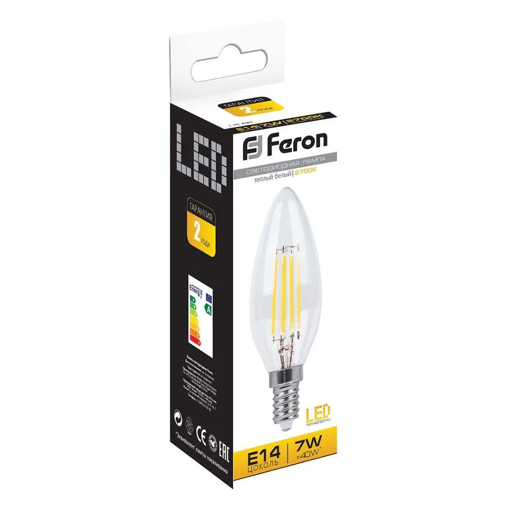 FERON Лампа светодиодная LB-66 Свеча E14 7W 230V 2700K 25726 FERON Лампа светодиодная LB-66 Свеча E14 7W 230V 2700K 25726