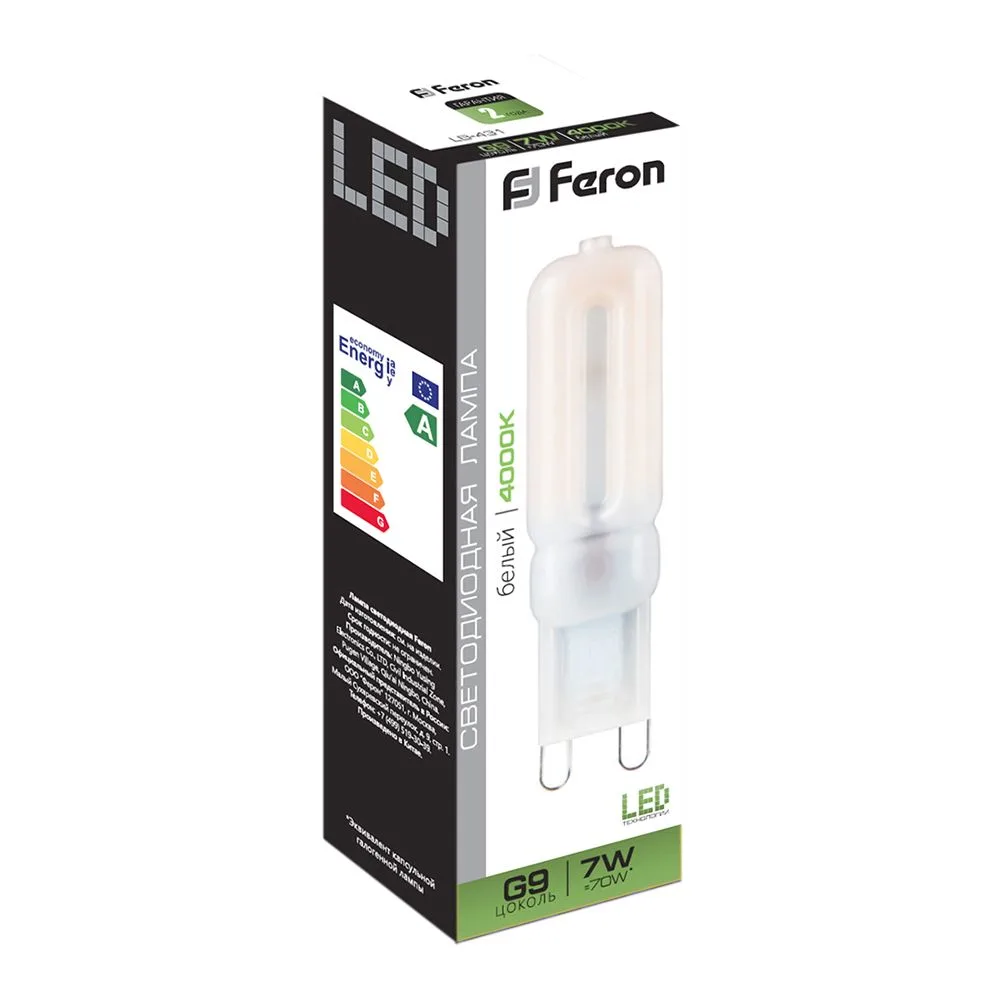 FERON Лампа светодиодная LB-431 G9 7W 230V 4000K 25756 FERON Лампа светодиодная LB-431 G9 7W 230V 4000K 25756