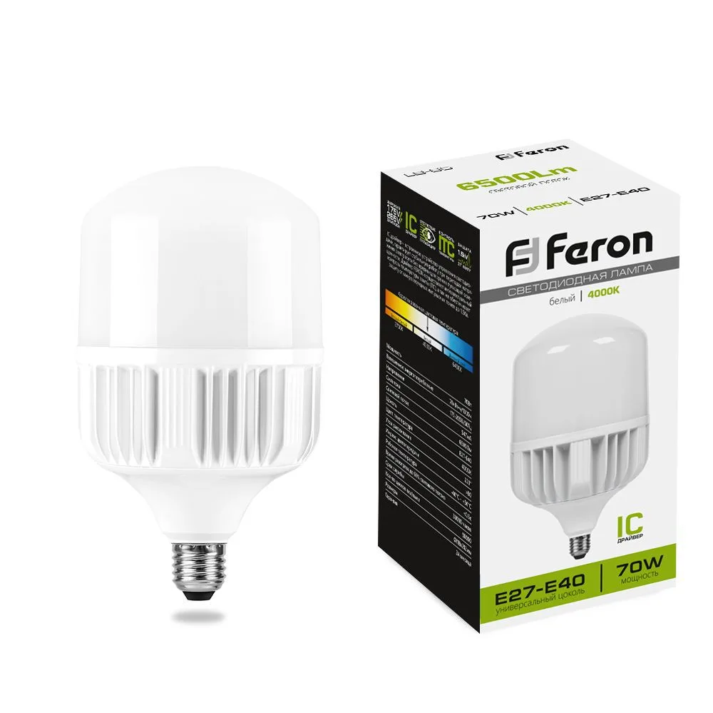 FERON Лампа светодиодная LB-65 E27-E40 70W 175-265V 4000K 25822 FERON Лампа светодиодная LB-65 E27-E40 70W 175-265V 4000K 25822