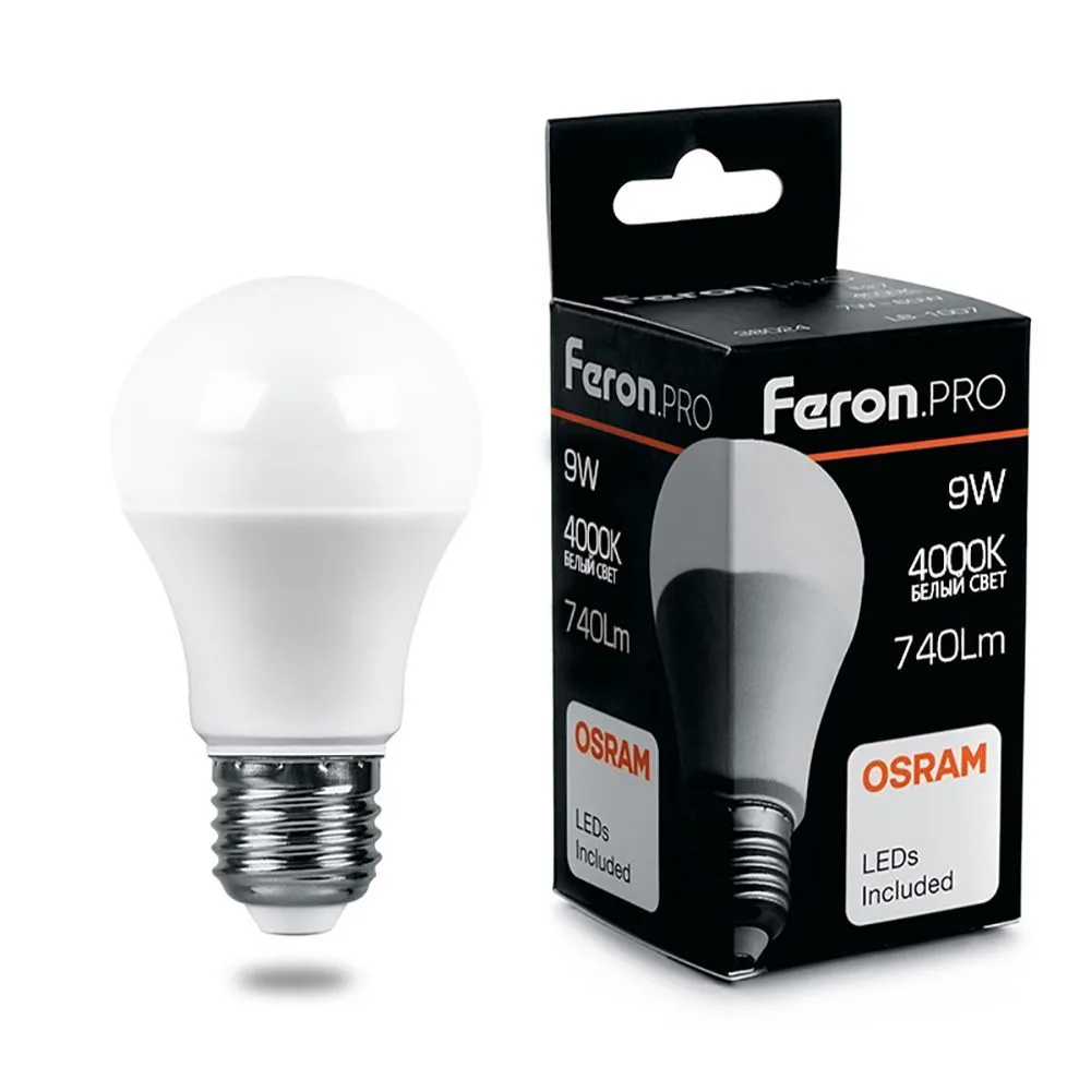 FERON Лампа светодиодная Feron.PRO LB-1009 Шар E27 9W 175-265V 4000K 38027 FERON Лампа светодиодная Feron.PRO LB-1009 Шар E27 9W 175-265V 4000K 38027