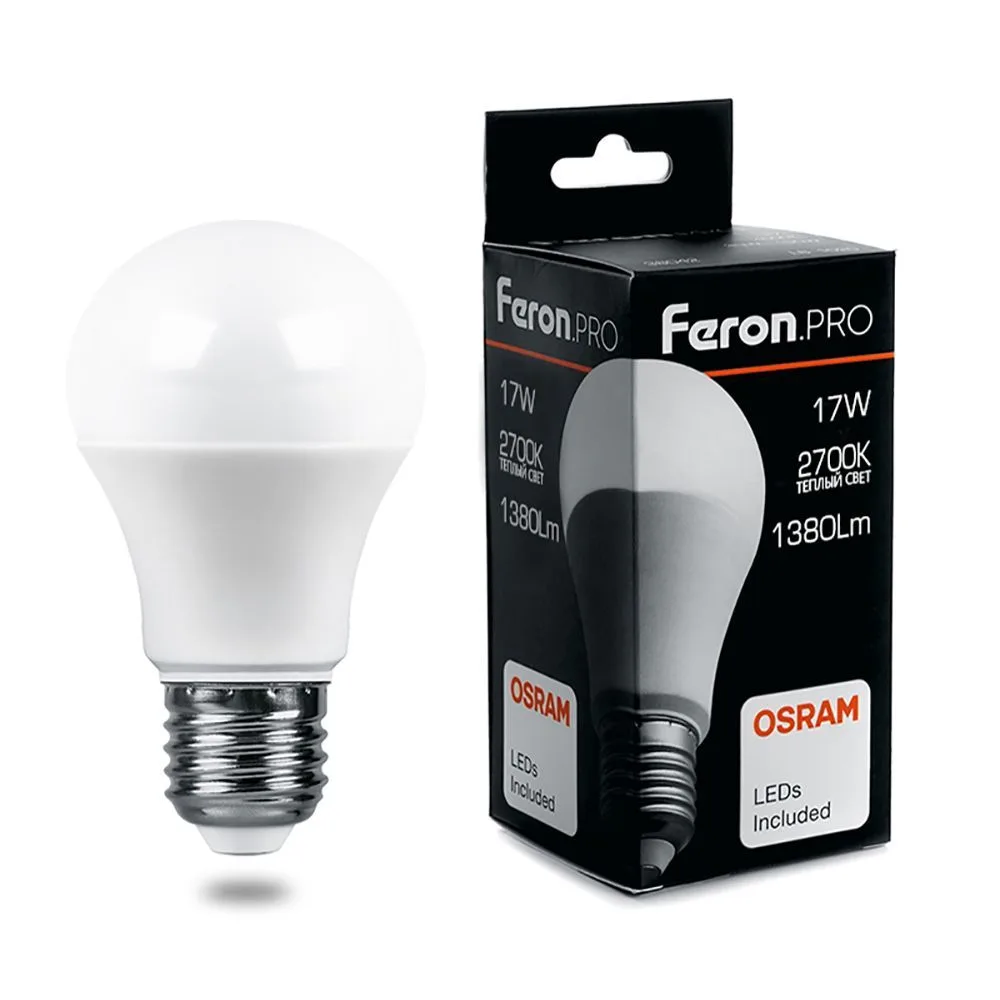 FERON Лампа светодиодная Feron.PRO LB-1017 Шар E27 17W 175-265V 2700K 38038 FERON Лампа светодиодная Feron.PRO LB-1017 Шар E27 17W 175-265V 2700K 38038