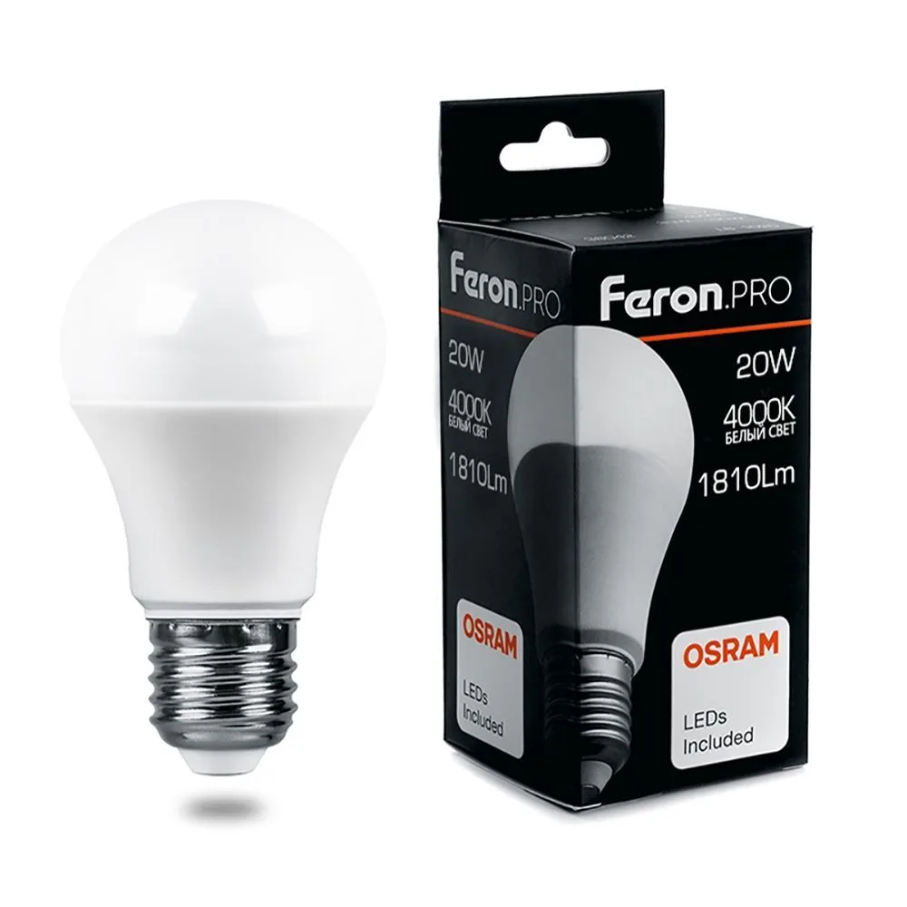 FERON Лампа светодиодная Feron.PRO LB-1020 Шар E27 20W 175-265V 4000K 38042 FERON Лампа светодиодная Feron.PRO LB-1020 Шар E27 20W 175-265V 4000K 38042