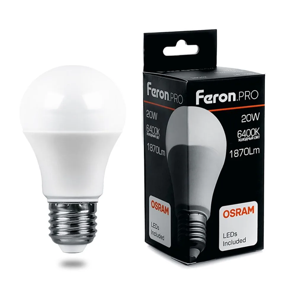 FERON Лампа светодиодная Feron.PRO LB-1020 Шар E27 20W 175-265V 6400K 38043 FERON Лампа светодиодная Feron.PRO LB-1020 Шар E27 20W 175-265V 6400K 38043