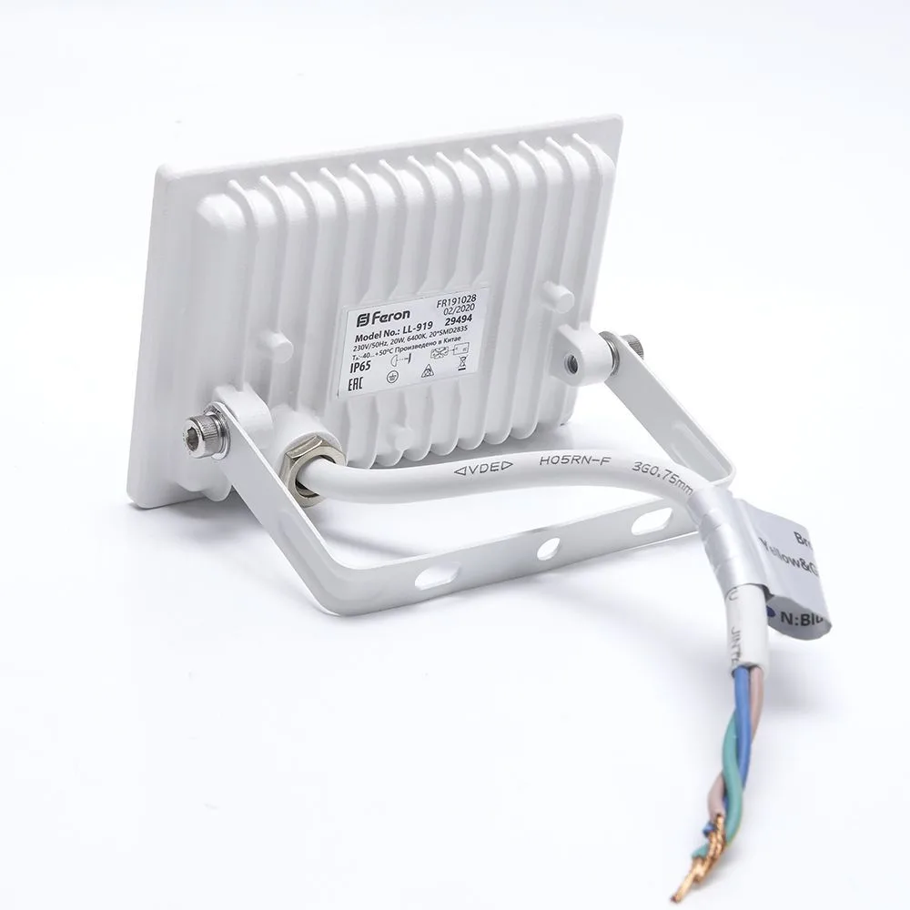 FERON Светодиодный прожектор LL-919 IP65 20W 6400K 29494 FERON Светодиодный прожектор LL-919 IP65 20W 6400K 29494