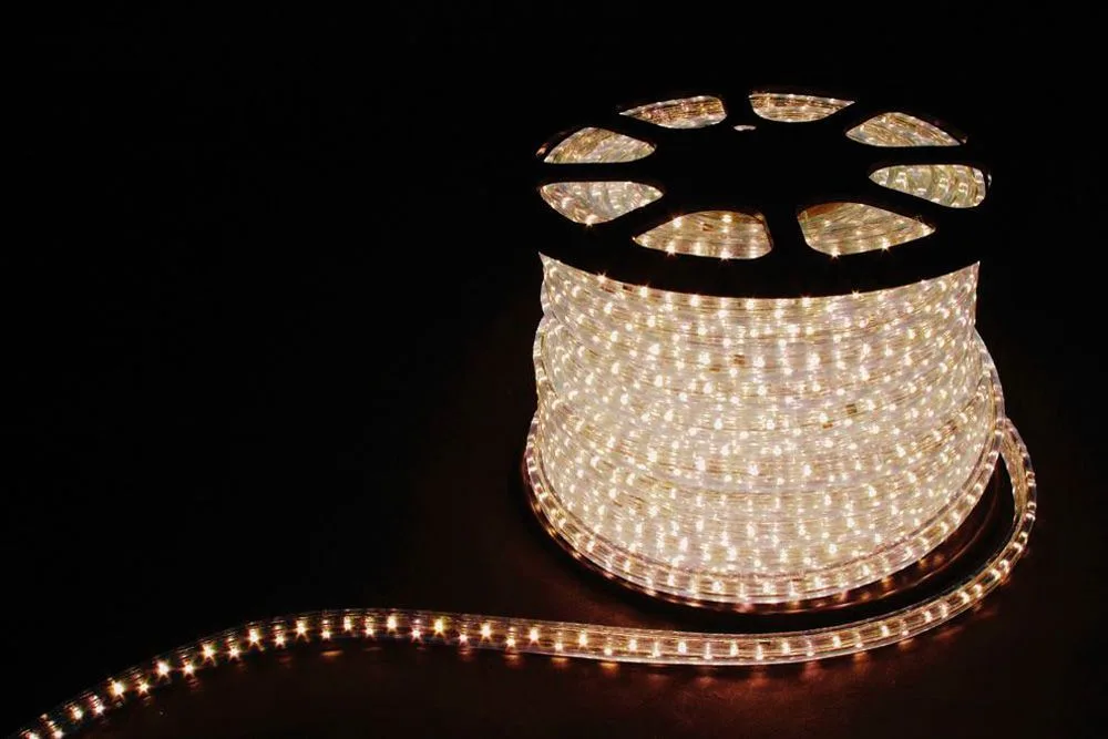Дюралайт (световая нить) со светодиодами, 2W 100м 230V 36LED/м 13мм, белый 3000K, LED-R2W артикул 26119