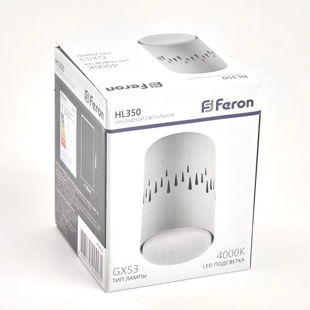 FERON Светильник потолочный HL350 12W, 230V, GX53 и подсветка 1W, 4000K, белый 41453 FERON Светильник потолочный HL350 12W, 230V, GX53 и подсветка 1W, 4000K, белый 41453