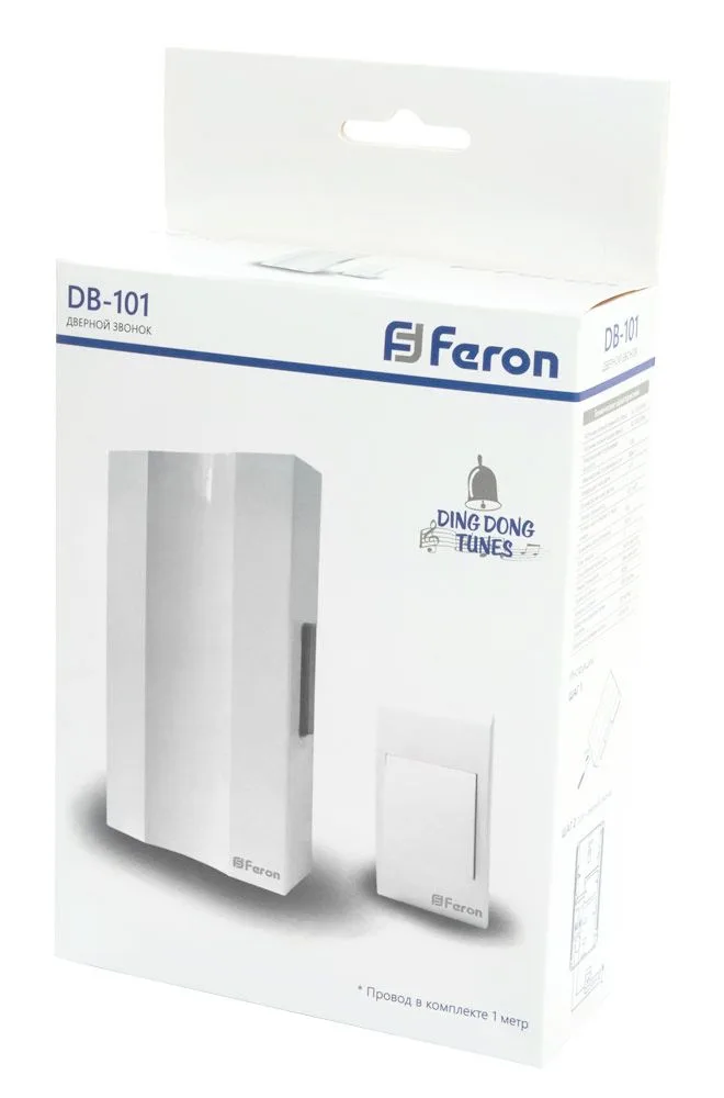 FERON Звонок с кнопкой проводной DB-101 электромеханический белый 230V 162х98х40мм FERON Звонок с кнопкой проводной DB-101 электромеханический белый 230V 162х98х40мм