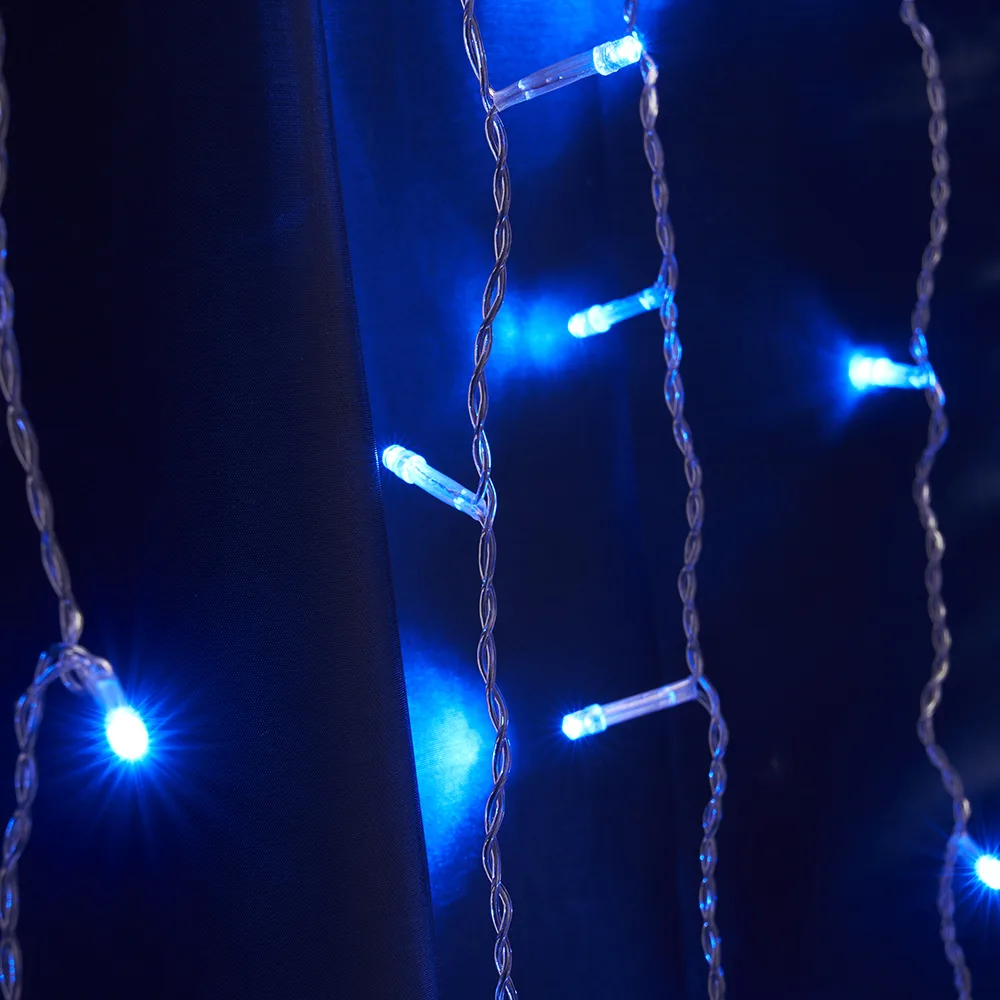 FERON Светодиодная гирлянда CL21 занавес 3*2м + 3м синий статичная, c питанием от сети 230V, белый шнур FERON Светодиодная гирлянда CL21 занавес 3*2м + 3м синий статичная, c питанием от сети 230V, белый шнур