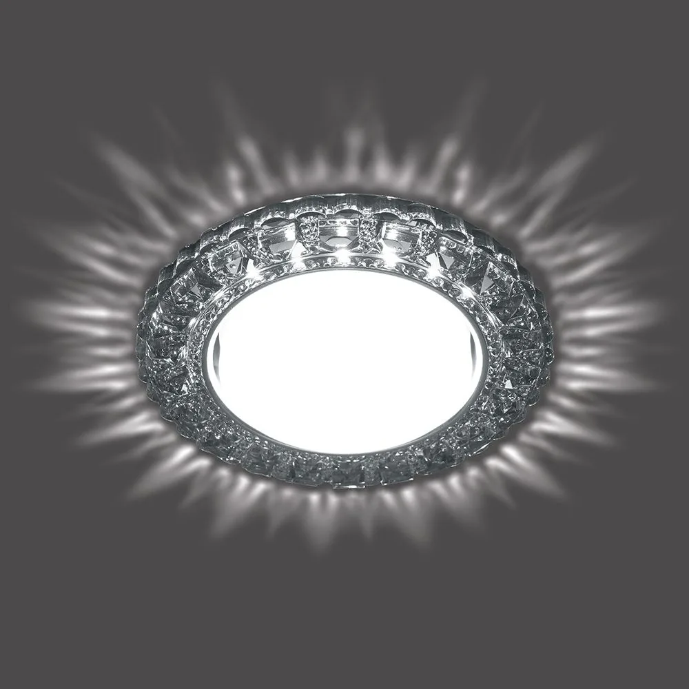 FERON Светильник встраиваемый с белой LED подсветкой CD4045 потолочный GX53 без лампы, серый, хром 41411 FERON Светильник встраиваемый с белой LED подсветкой CD4045 потолочный GX53 без лампы, серый, хром 41411