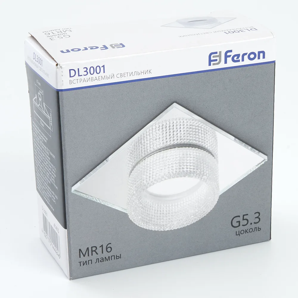 FERON Светильник встраиваемый DL3001 потолочный MR16 G5.3 прозрачный 41415 FERON Светильник встраиваемый DL3001 потолочный MR16 G5.3 прозрачный 41415