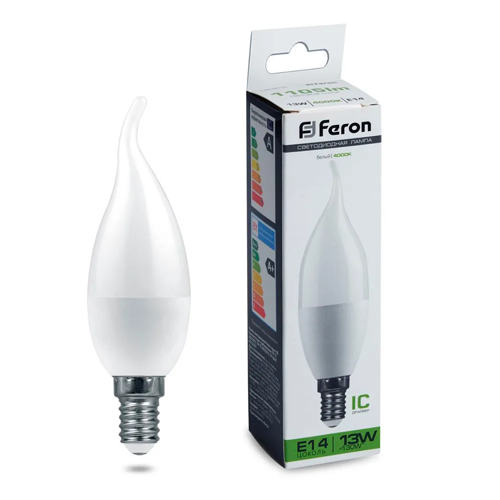 Лампа светодиодная FERON LB-970 Свеча на ветру E14 13W 175-265V 4000K 38113