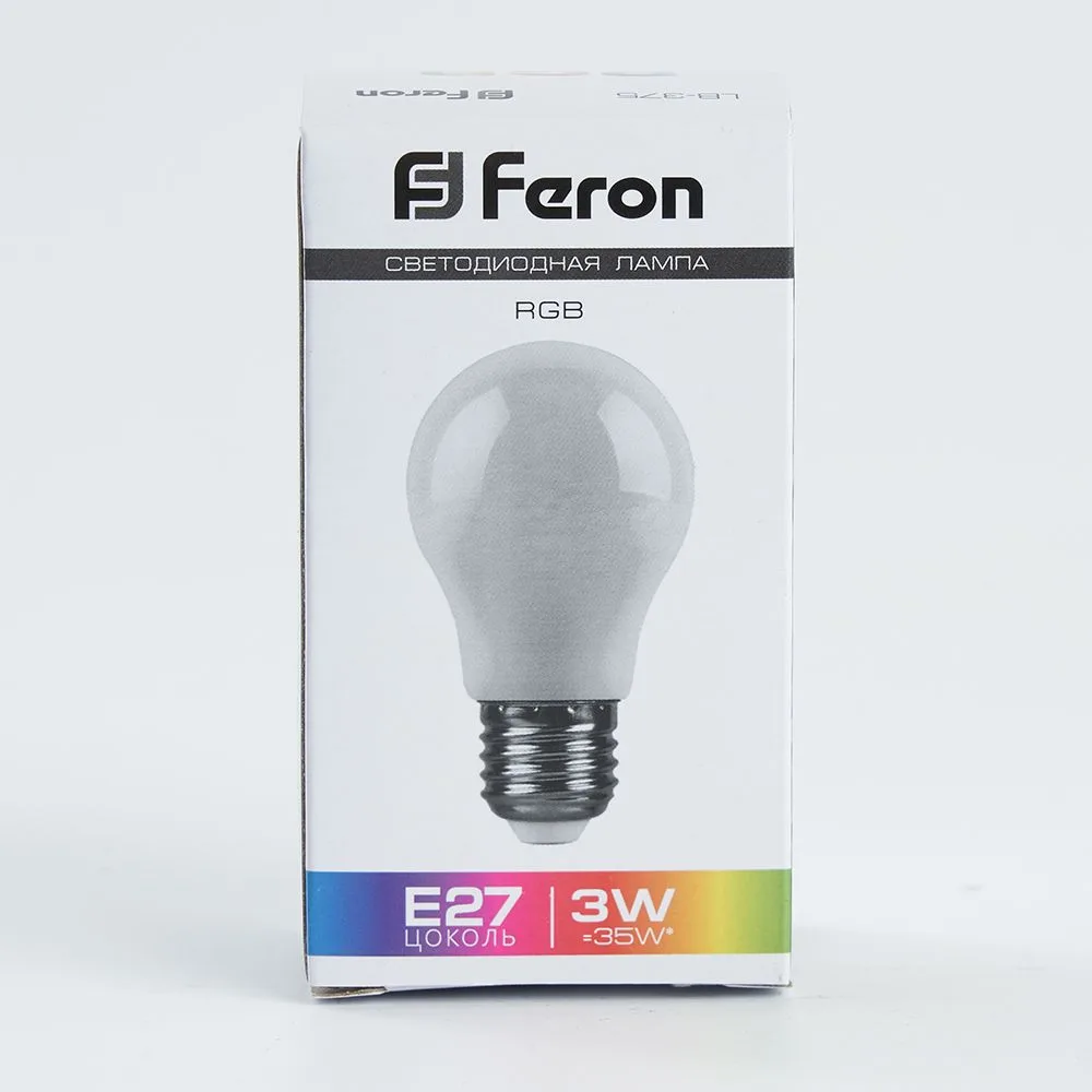 FERON Лампа светодиодная LB-375 E27 3W матовый 230V RGB плавная сменая цвета 38118 FERON Лампа светодиодная LB-375 E27 3W матовый 230V RGB плавная сменая цвета 38118