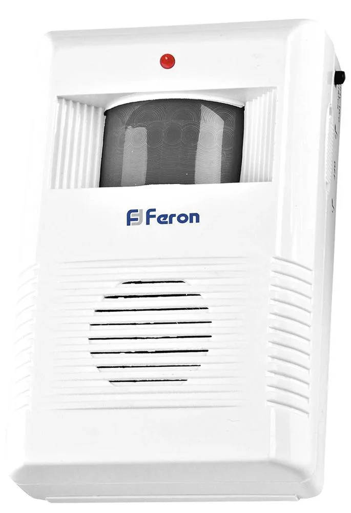 Звонок беспроводной с ИК-датчиком движения FERON 005-B Электрический 36 мелодий белый/серый с питанием от батареек
