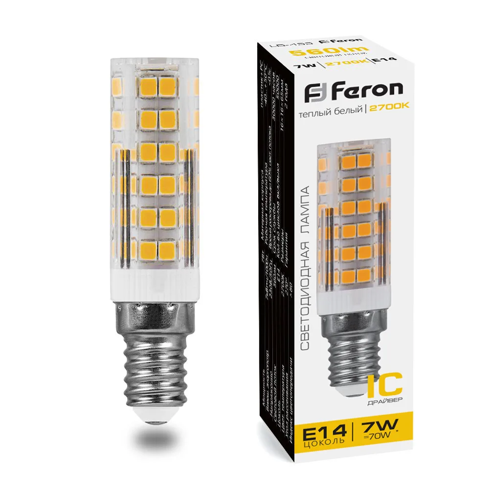 FERON Лампа светодиодная LB-433 E14 7W 175-265V 2700K 25898 FERON Лампа светодиодная LB-433 E14 7W 175-265V 2700K 25898