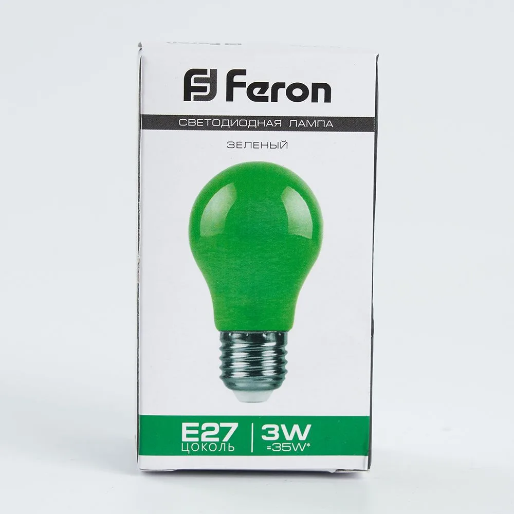 FERON Лампа светодиодная LB-375 E27 3W 230V зеленый 25922 FERON Лампа светодиодная LB-375 E27 3W 230V зеленый 25922