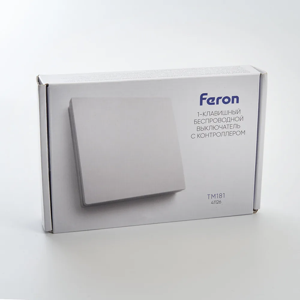 FERON Выключатель беспроводной TM181 230V 500W одноклавишный с радиочастотным контроллером LD100, белый 41126 FERON Выключатель беспроводной TM181 230V 500W одноклавишный с радиочастотным контроллером LD100, белый 41126