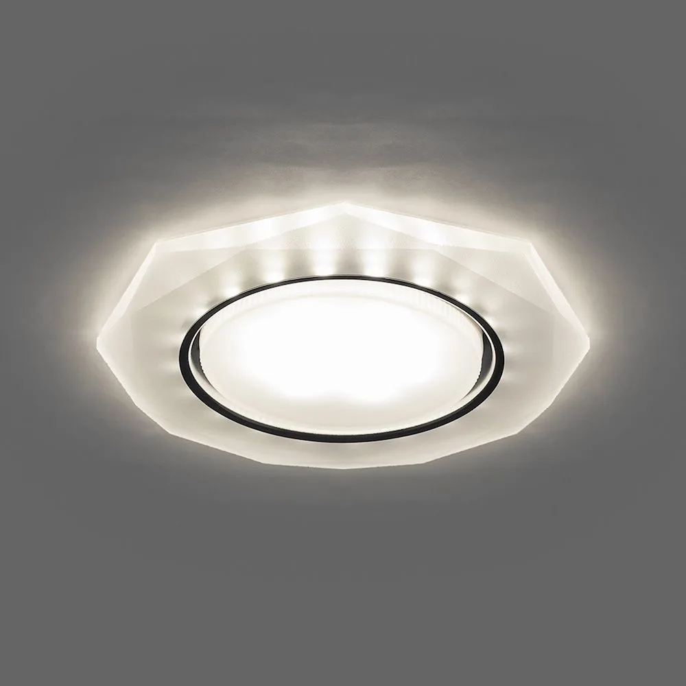 FERON Светильник встраиваемый с белой LED подсветкой CD5021 потолочный GX53 без лампы, белый матовый 32660 FERON Светильник встраиваемый с белой LED подсветкой CD5021 потолочный GX53 без лампы, белый матовый 32660