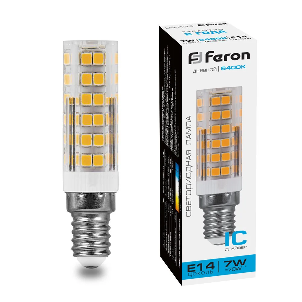 Лампа светодиодная FERON LB-433 E14 7W 175-265V 6400K 25986