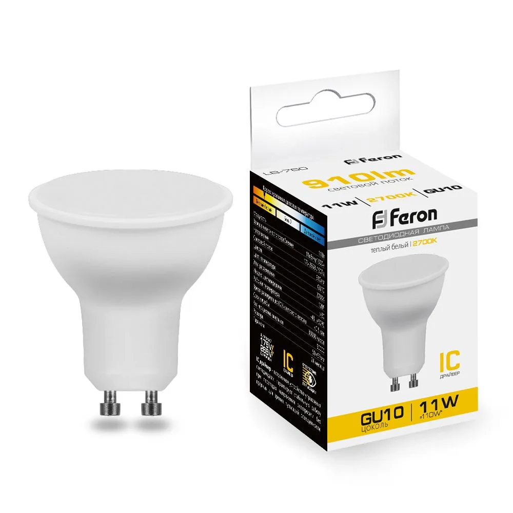FERON Лампа светодиодная LB-760 MR16 GU10 11W 175-265V 2700K 38140 FERON Лампа светодиодная LB-760 MR16 GU10 11W 175-265V 2700K 38140