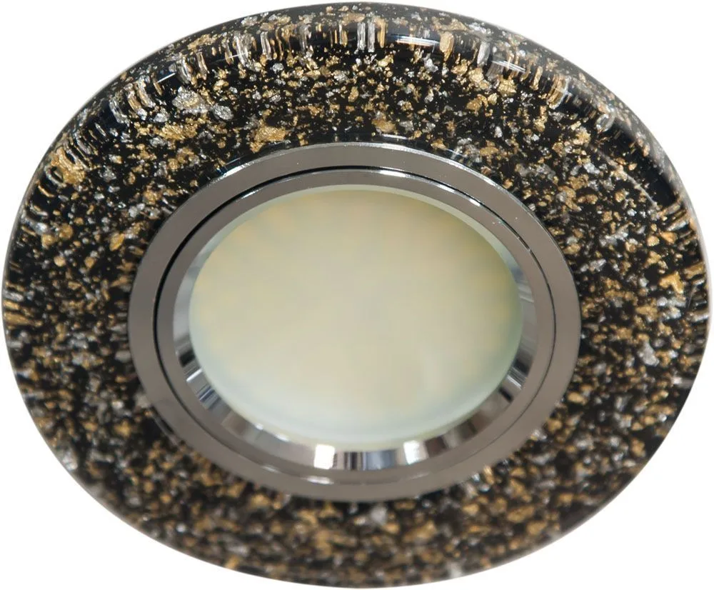 Светильник встраиваемый с белой LED подсветкой FERON 8585-2 потолочный MR16 G5.3 черно-золотистый