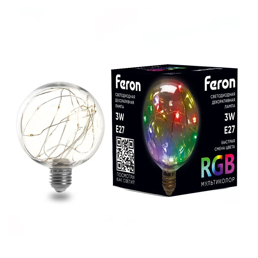 Лампа светодиодная FERON LB-382 E27 3W 230V RGB 41678