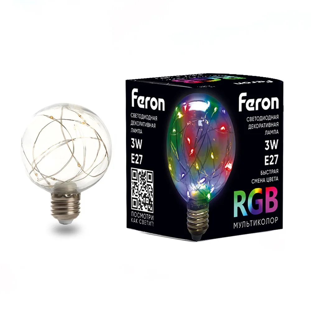 Лампа светодиодная FERON LB-381 E27 3W 230V RGB 41676