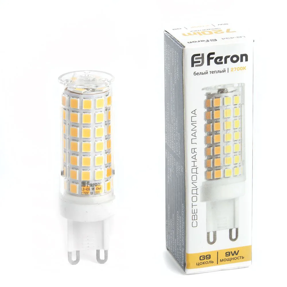 Лампа светодиодная FERON LB-434 G9 9W 175-265V 2700K 38146