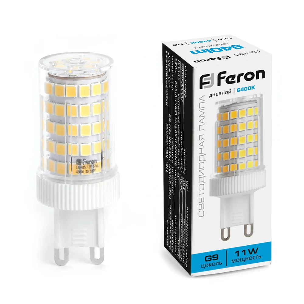 Лампа светодиодная FERON LB-435 G9 11W 175-265V 6400K 38151