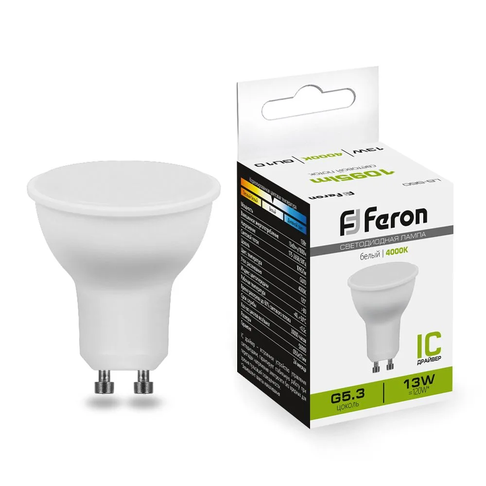 FERON Лампа светодиодная LB-960 MR16 GU10 13W 175-265V 4000K 38192 FERON Лампа светодиодная LB-960 MR16 GU10 13W 175-265V 4000K 38192