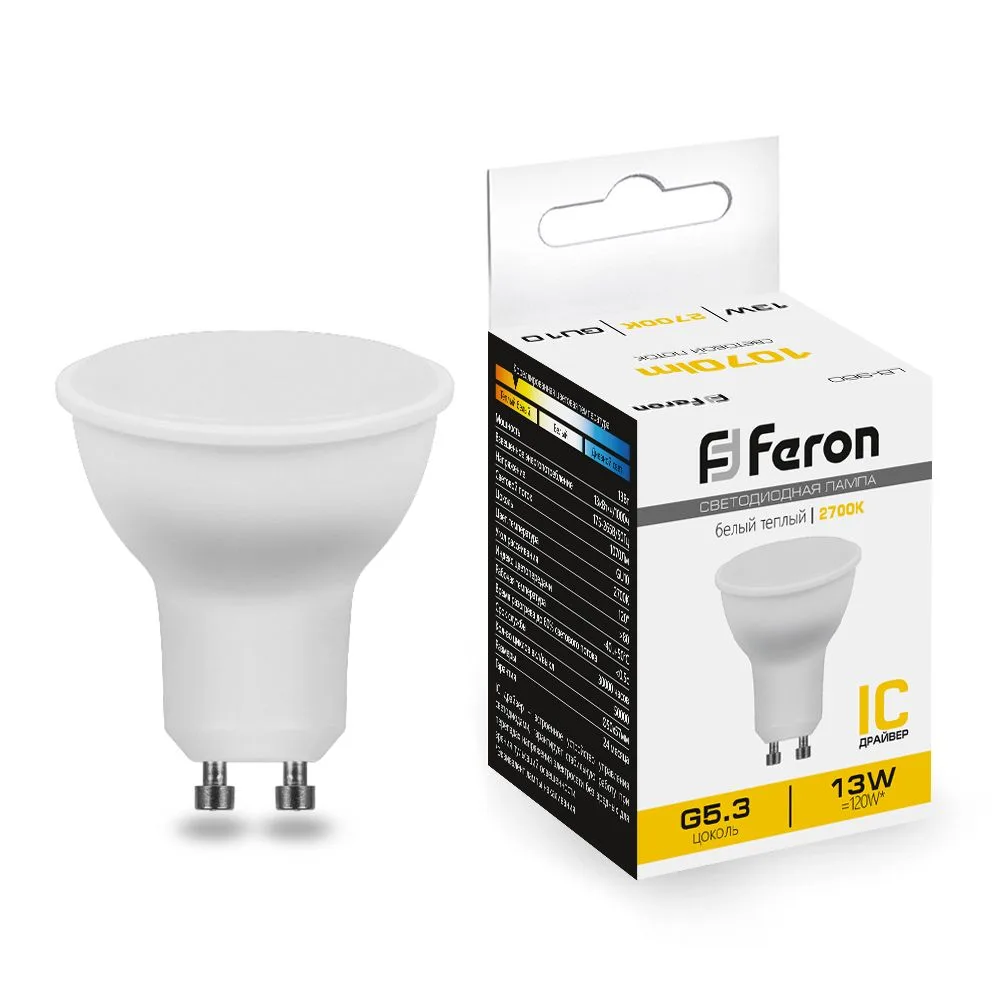 FERON Лампа светодиодная LB-960 MR16 GU10 13W 175-265V 2700K 38191 FERON Лампа светодиодная LB-960 MR16 GU10 13W 175-265V 2700K 38191