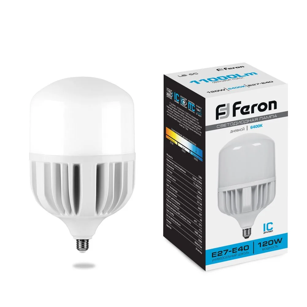 FERON Лампа светодиодная LB-65 E27-E40 120W 175-265V 6400K 38197 FERON Лампа светодиодная LB-65 E27-E40 120W 175-265V 6400K 38197