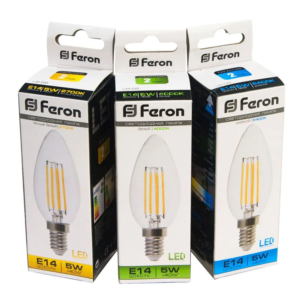 FERON Лампа светодиодная LB-58 Свеча E14 5W 230V 2700K 25572 FERON Лампа светодиодная LB-58 Свеча E14 5W 230V 2700K 25572