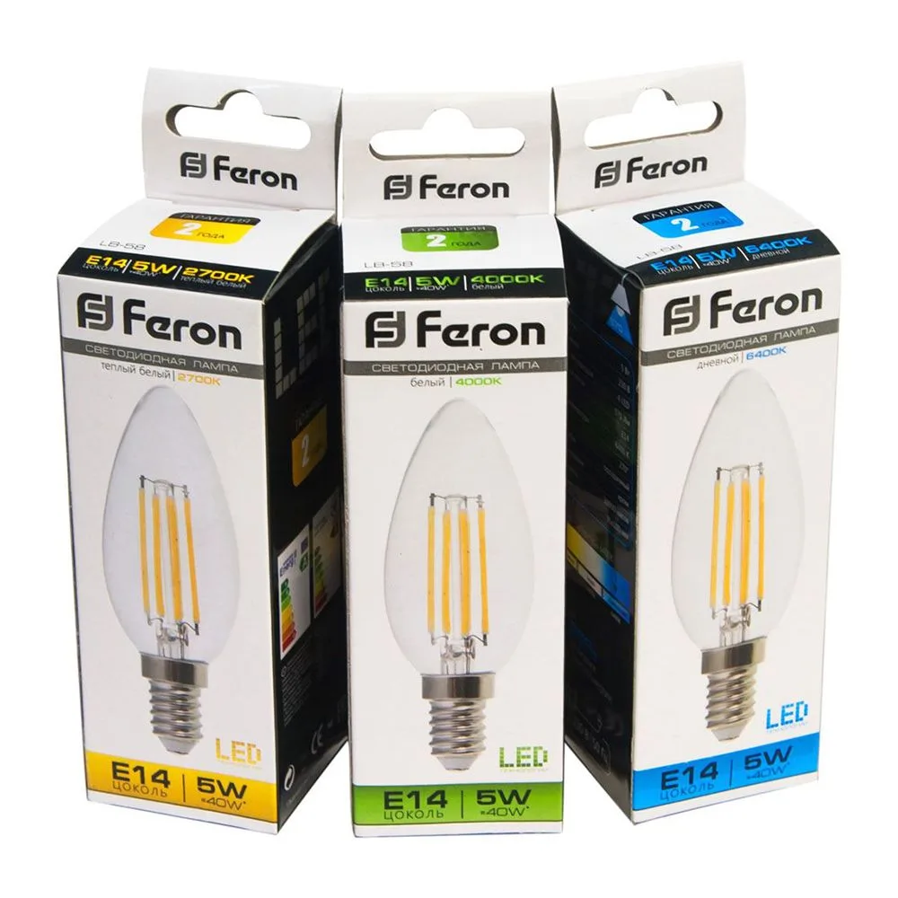 FERON Лампа светодиодная LB-58 Свеча E14 5W 230V 4000K 25573 FERON Лампа светодиодная LB-58 Свеча E14 5W 230V 4000K 25573