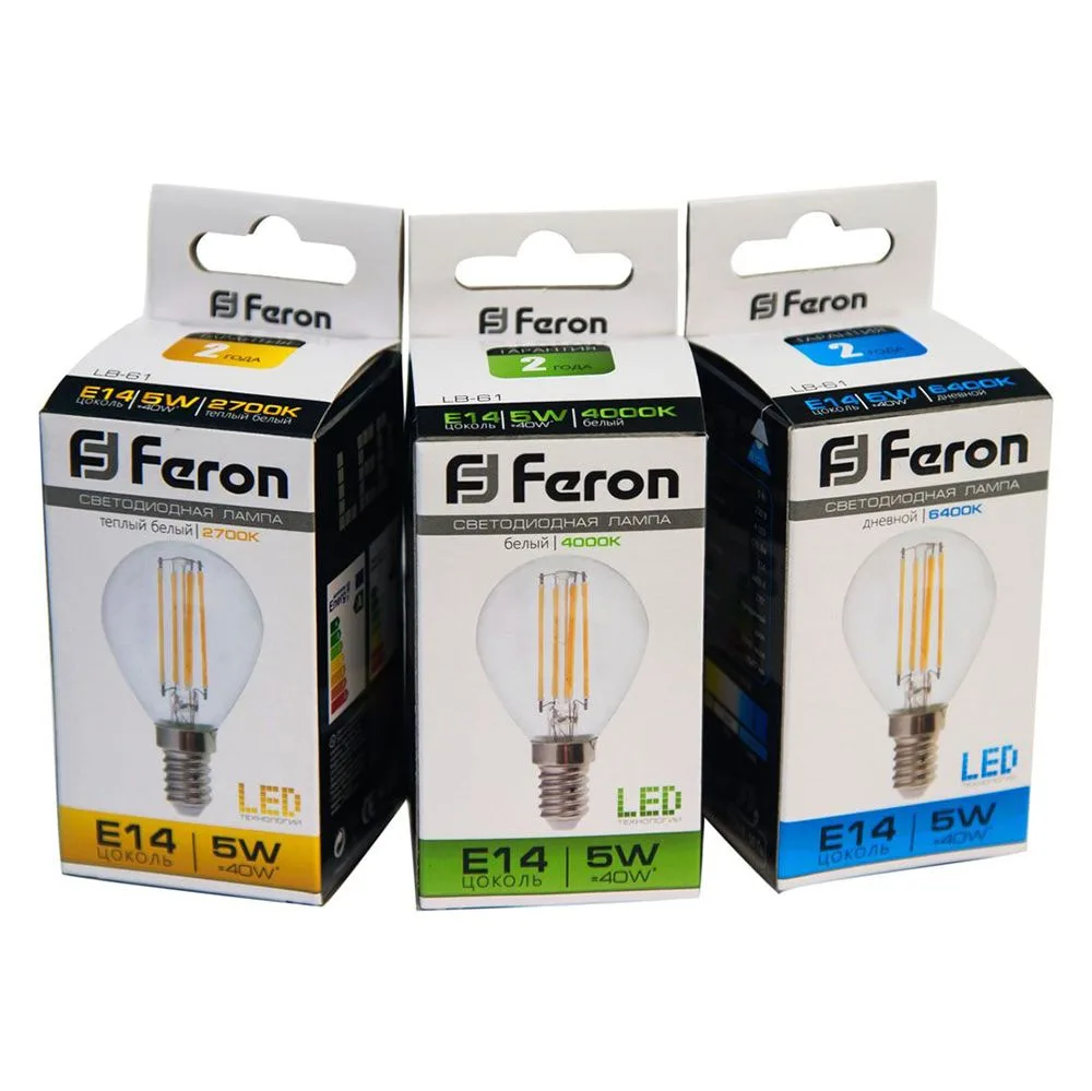 FERON Лампа светодиодная LB-61 Шарик E14 5W 230V 4000K 25579 FERON Лампа светодиодная LB-61 Шарик E14 5W 230V 4000K 25579