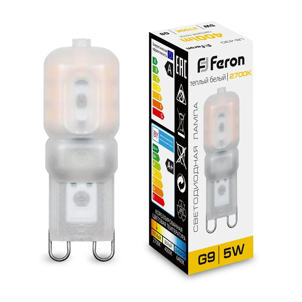 Лампа светодиодная FERON LB-430 G9 5W 230V 2700K 25636