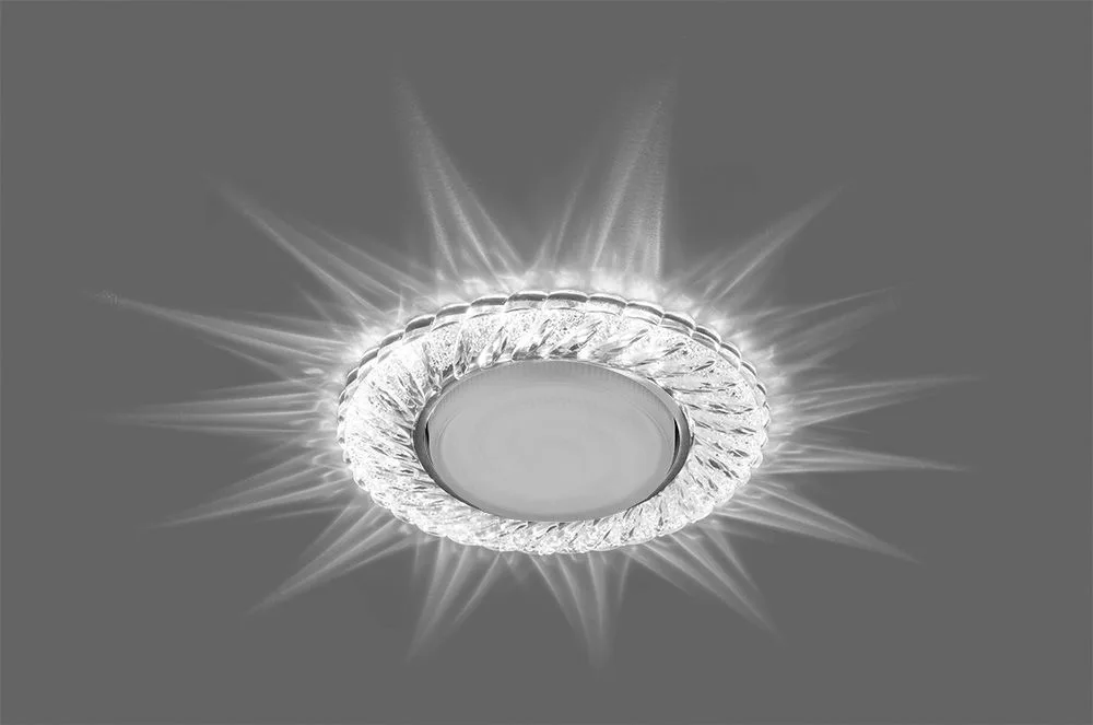 FERON Светильник встраиваемый с белой LED подсветкой CD4021 потолочный GX53 без лампы прозрачный 29474 FERON Светильник встраиваемый с белой LED подсветкой CD4021 потолочный GX53 без лампы прозрачный 29474
