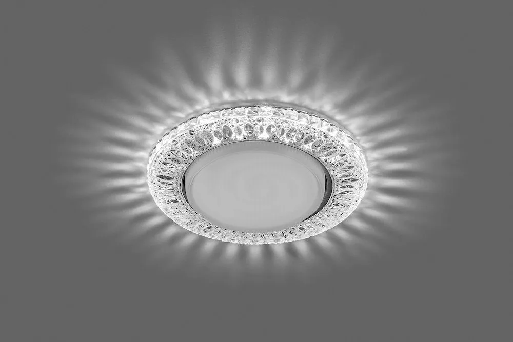 FERON Светильник встраиваемый с белой LED подсветкой CD4022 потолочный GX53 без лампы прозрачный 29475 FERON Светильник встраиваемый с белой LED подсветкой CD4022 потолочный GX53 без лампы прозрачный 29475