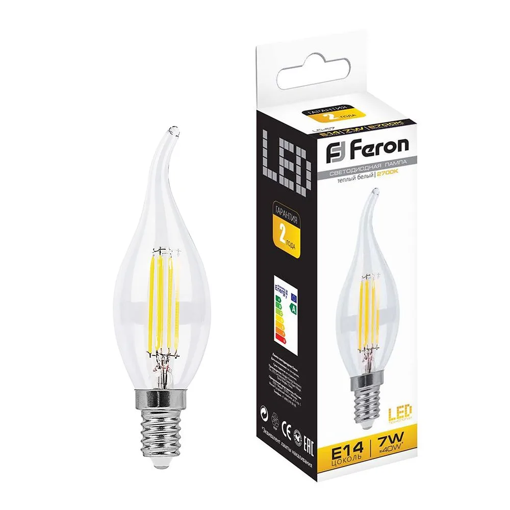 FERON Лампа светодиодная LB-67 Свеча на ветру E14 7W 230V 2700K 25727 FERON Лампа светодиодная LB-67 Свеча на ветру E14 7W 230V 2700K 25727