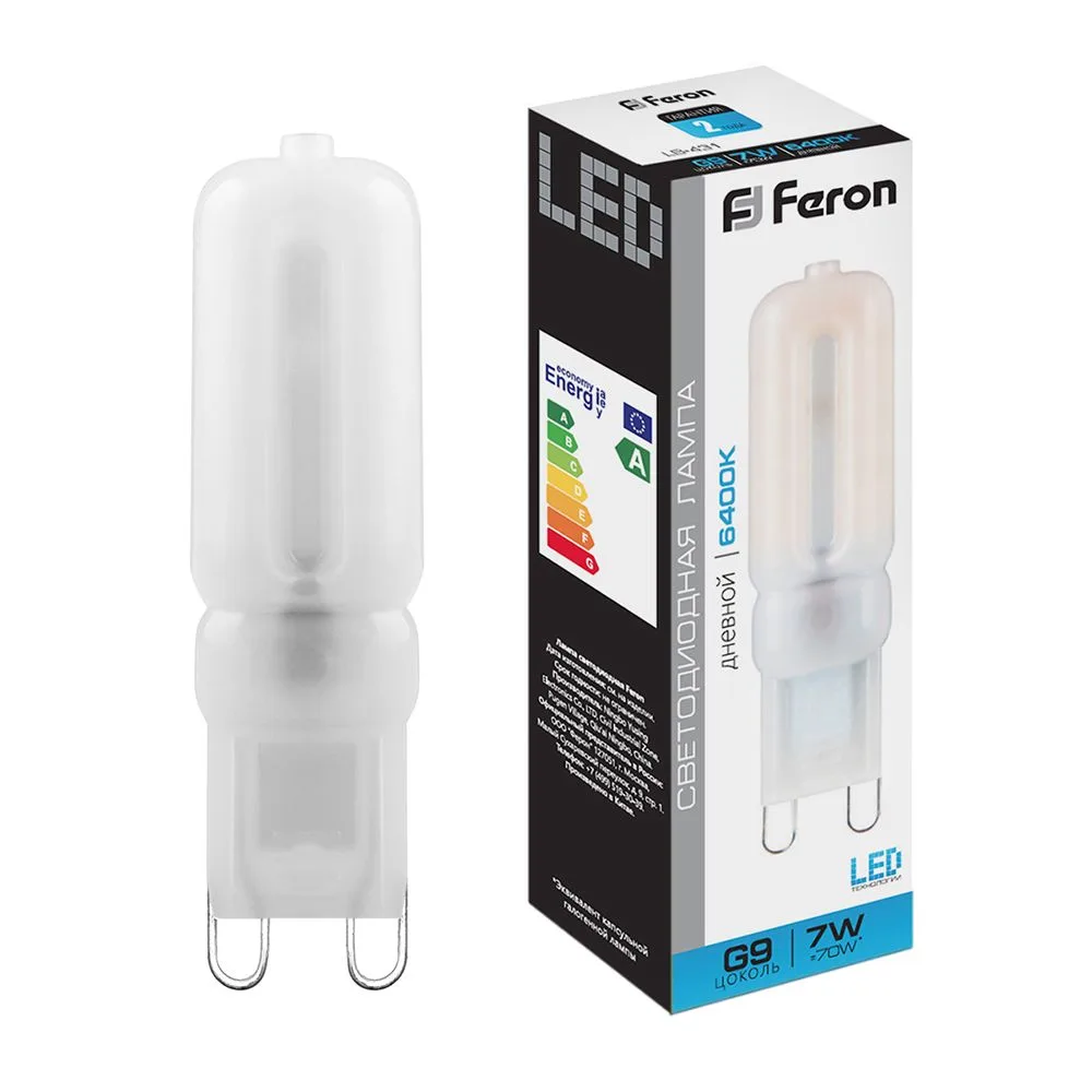 FERON Лампа светодиодная LB-431 G9 7W 230V 6400K 25757 FERON Лампа светодиодная LB-431 G9 7W 230V 6400K 25757