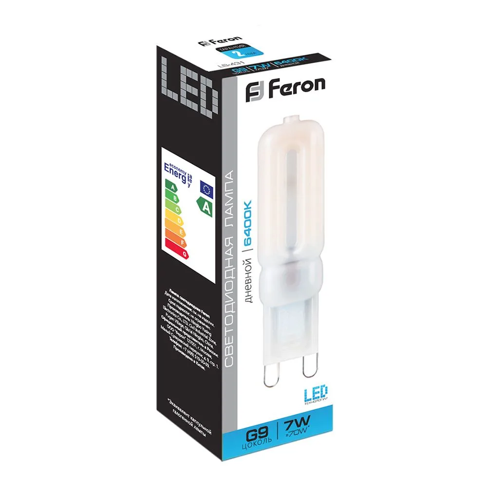 FERON Лампа светодиодная LB-431 G9 7W 230V 6400K 25757 FERON Лампа светодиодная LB-431 G9 7W 230V 6400K 25757