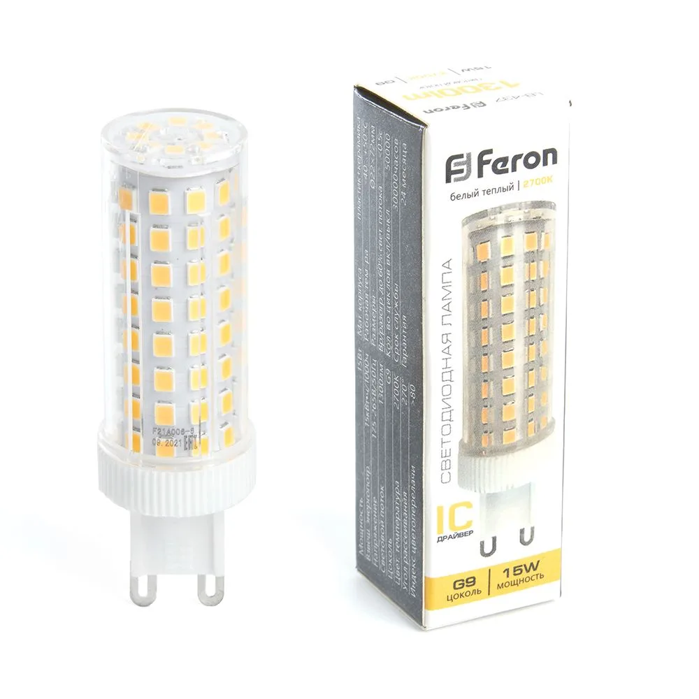 FERON Лампа светодиодная LB-437 G9 15W 175-265V 2700K 38212 FERON Лампа светодиодная LB-437 G9 15W 175-265V 2700K 38212
