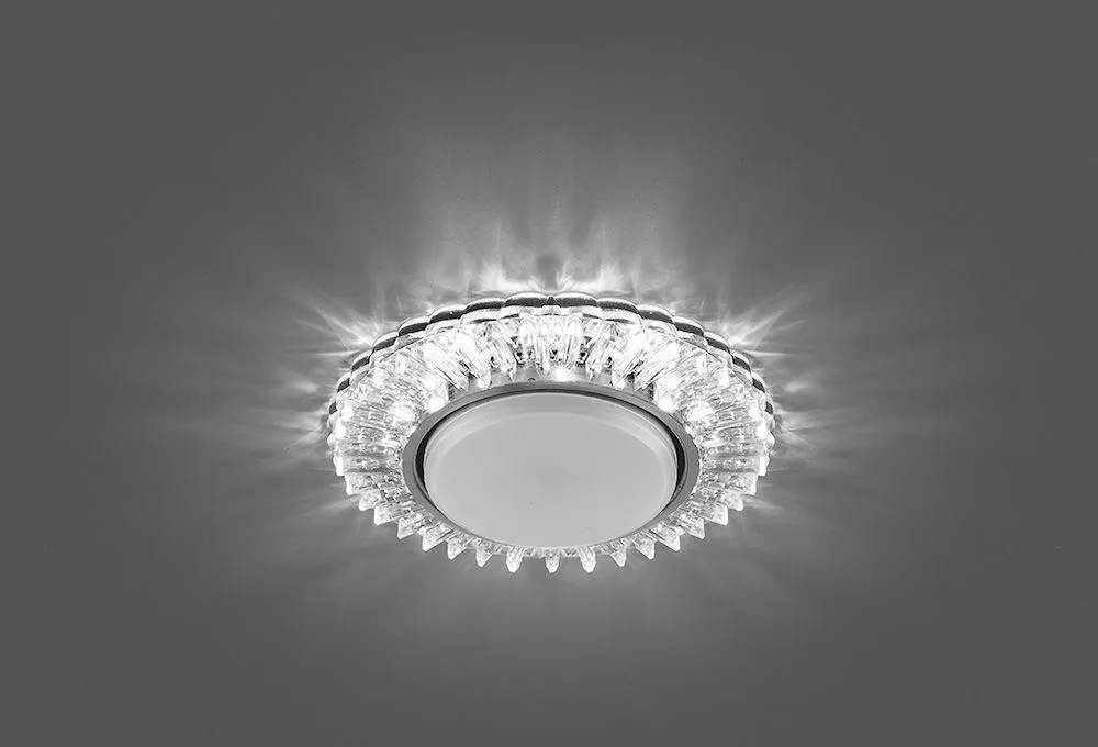 FERON Светильник встраиваемый с белой LED подсветкой CD4025 потолочный GX53 без лампы прозрачный 29539 FERON Светильник встраиваемый с белой LED подсветкой CD4025 потолочный GX53 без лампы прозрачный 29539