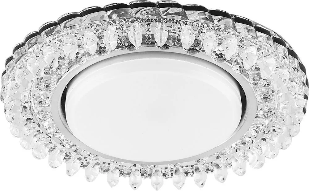 FERON Светильник встраиваемый с белой LED подсветкой CD4027 потолочный GX53 без лампы прозрачный 29541 FERON Светильник встраиваемый с белой LED подсветкой CD4027 потолочный GX53 без лампы прозрачный 29541