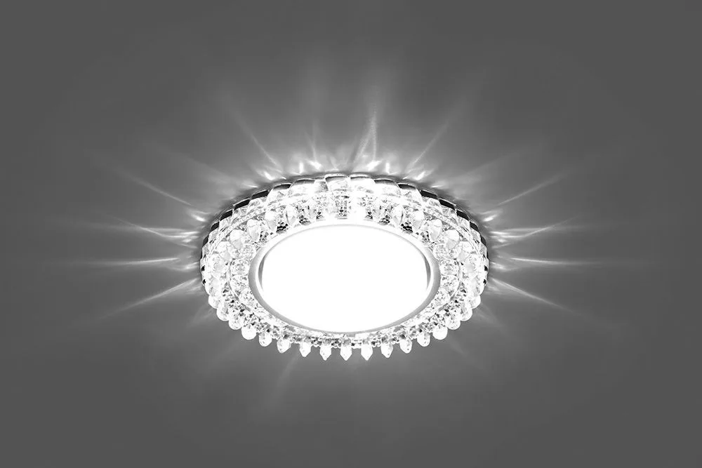 FERON Светильник встраиваемый с белой LED подсветкой CD4027 потолочный GX53 без лампы прозрачный 29541 FERON Светильник встраиваемый с белой LED подсветкой CD4027 потолочный GX53 без лампы прозрачный 29541