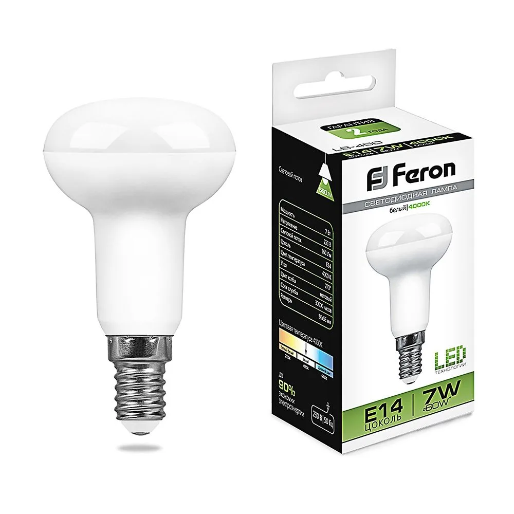 FERON Лампа светодиодная LB-450 E14 7W 175-265V 4000K 25514 FERON Лампа светодиодная LB-450 E14 7W 175-265V 4000K 25514