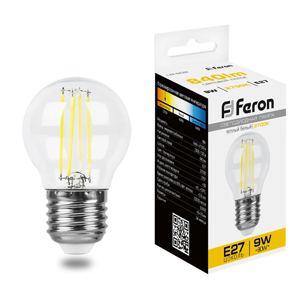 Лампа светодиодная FERON LB-509 Шарик E27 9W 230V 2700K 38003