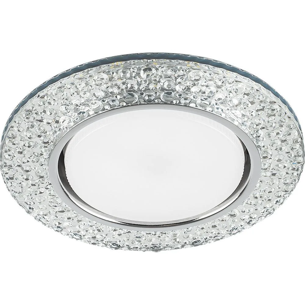 FERON Светильник встраиваемый с белой LED подсветкой CD4032 потолочный GX53 без лампы, прозрачный, хром 32996 FERON Светильник встраиваемый с белой LED подсветкой CD4032 потолочный GX53 без лампы, прозрачный, хром 32996